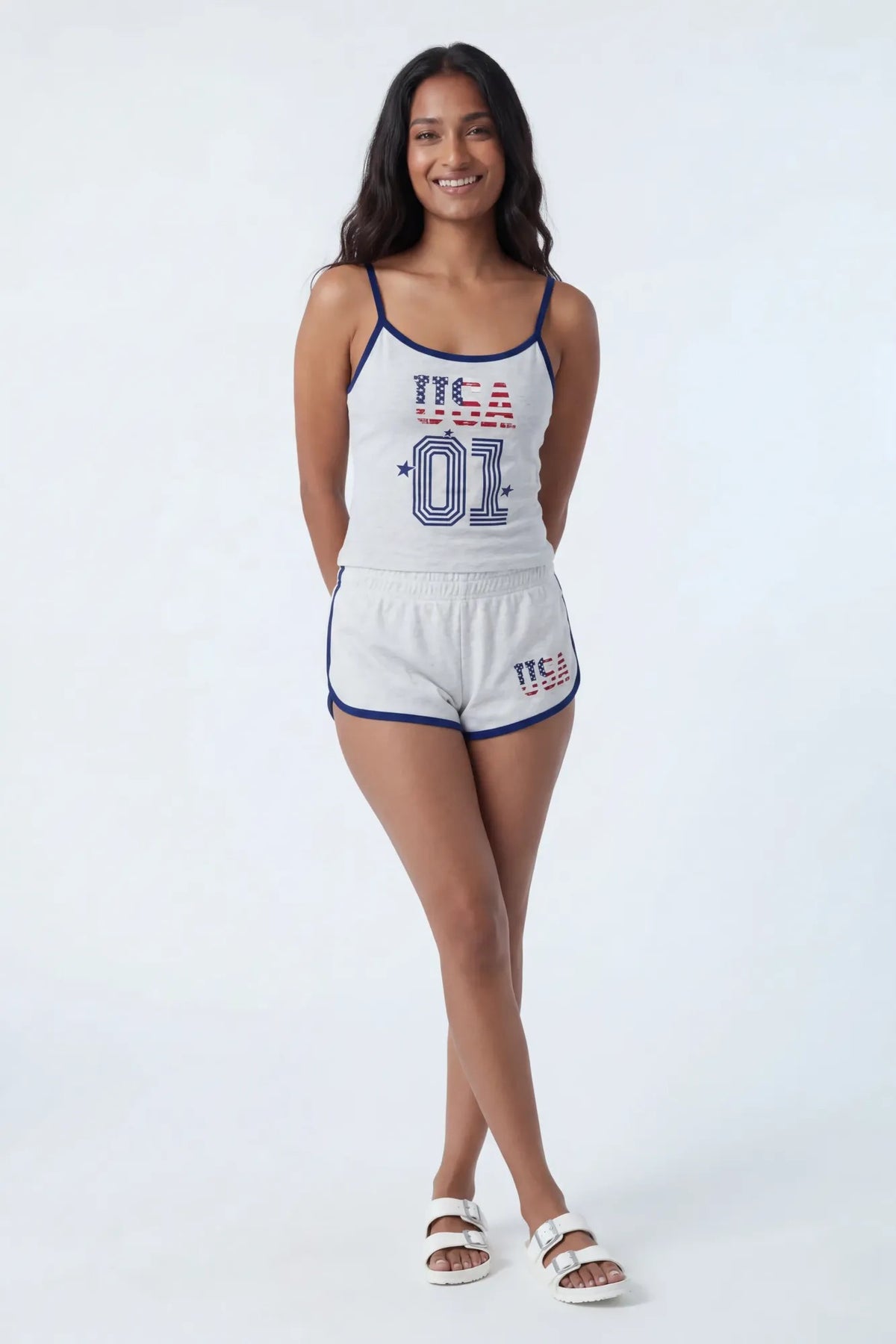 Alt View 4. USA Graphic Cami - Heather Grey
