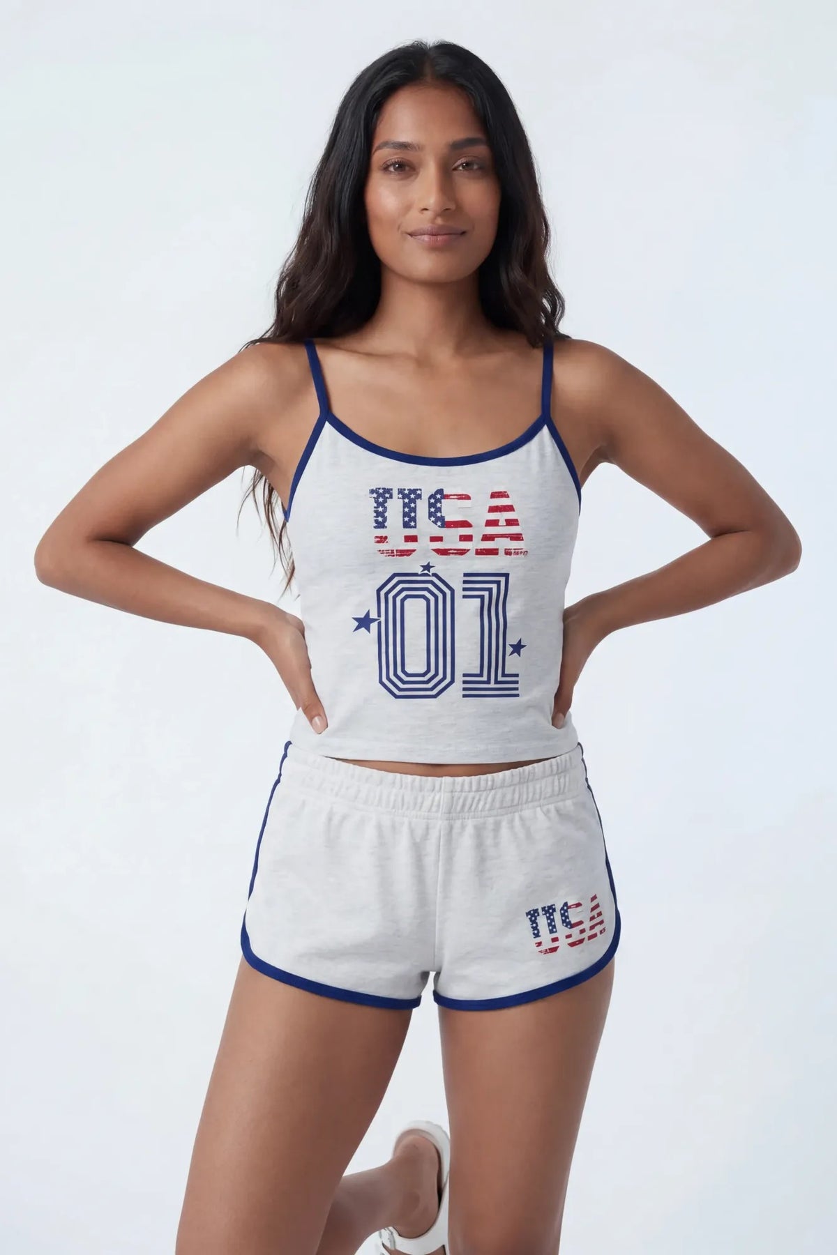 Alt View 2. USA Graphic Cami - Heather Grey
