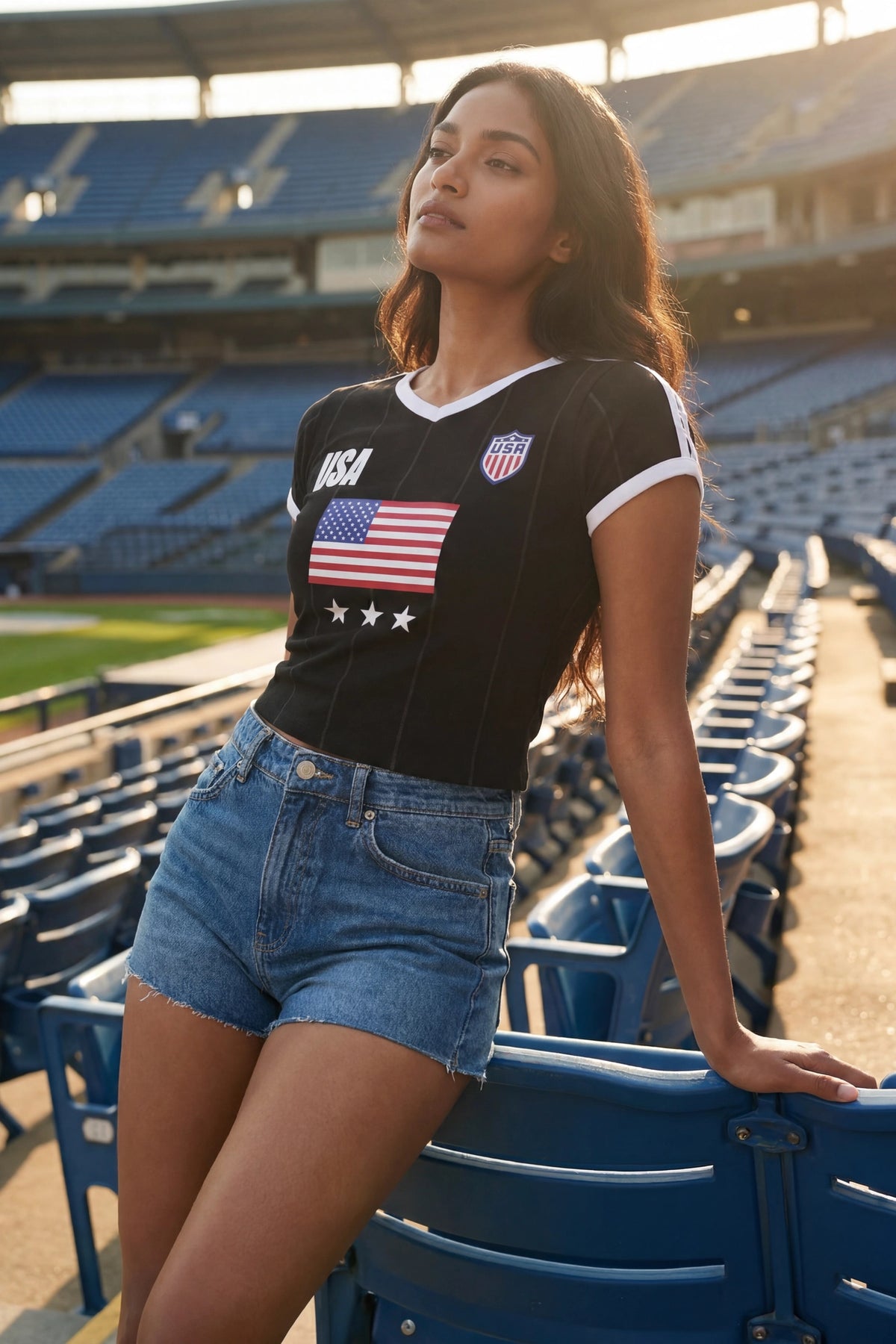 USA Graphic Ringer Tee - Black