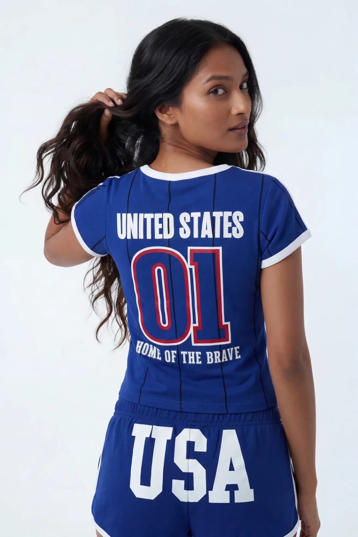 Alt View 3. USA Graphic Ringer Tee - Navy