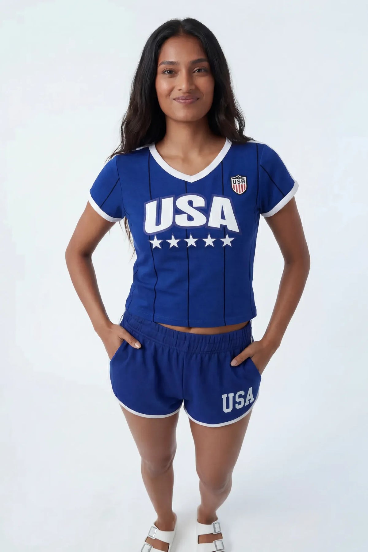 Alt View 2. USA Graphic Ringer Tee - Navy