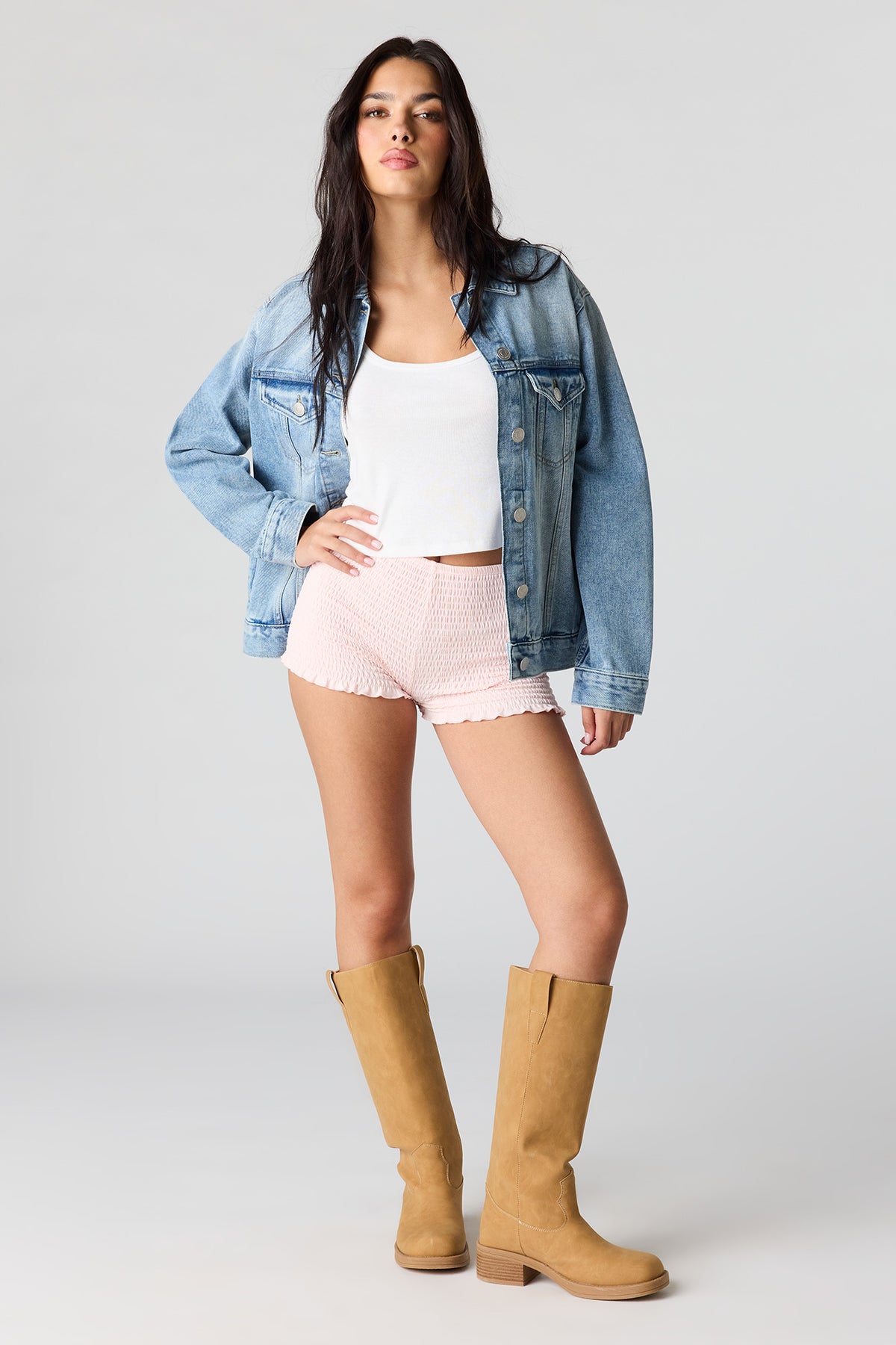 Alt View 3. Smocked Micro Short - Light Pink