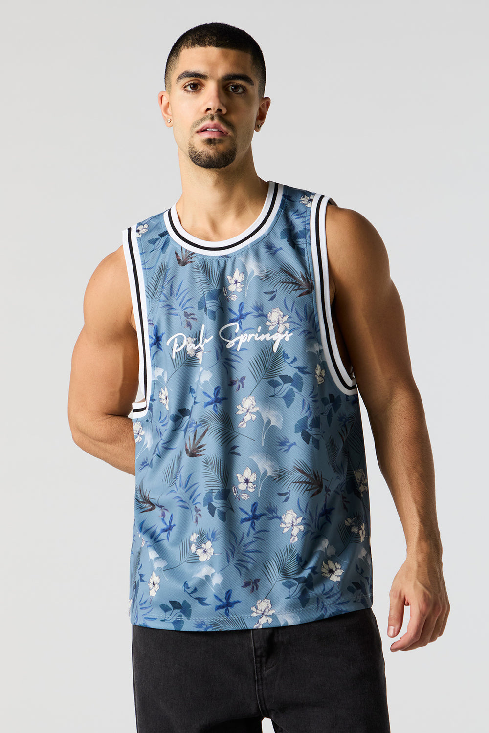 Floral Print Palm Springs Graphic Basketball Jersey Floral Print Palm Springs Graphic Basketball Jersey 1