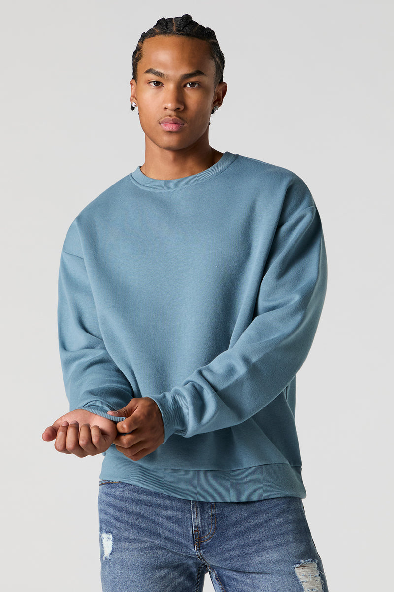 Solid Fleece Crewneck Sweatshirt