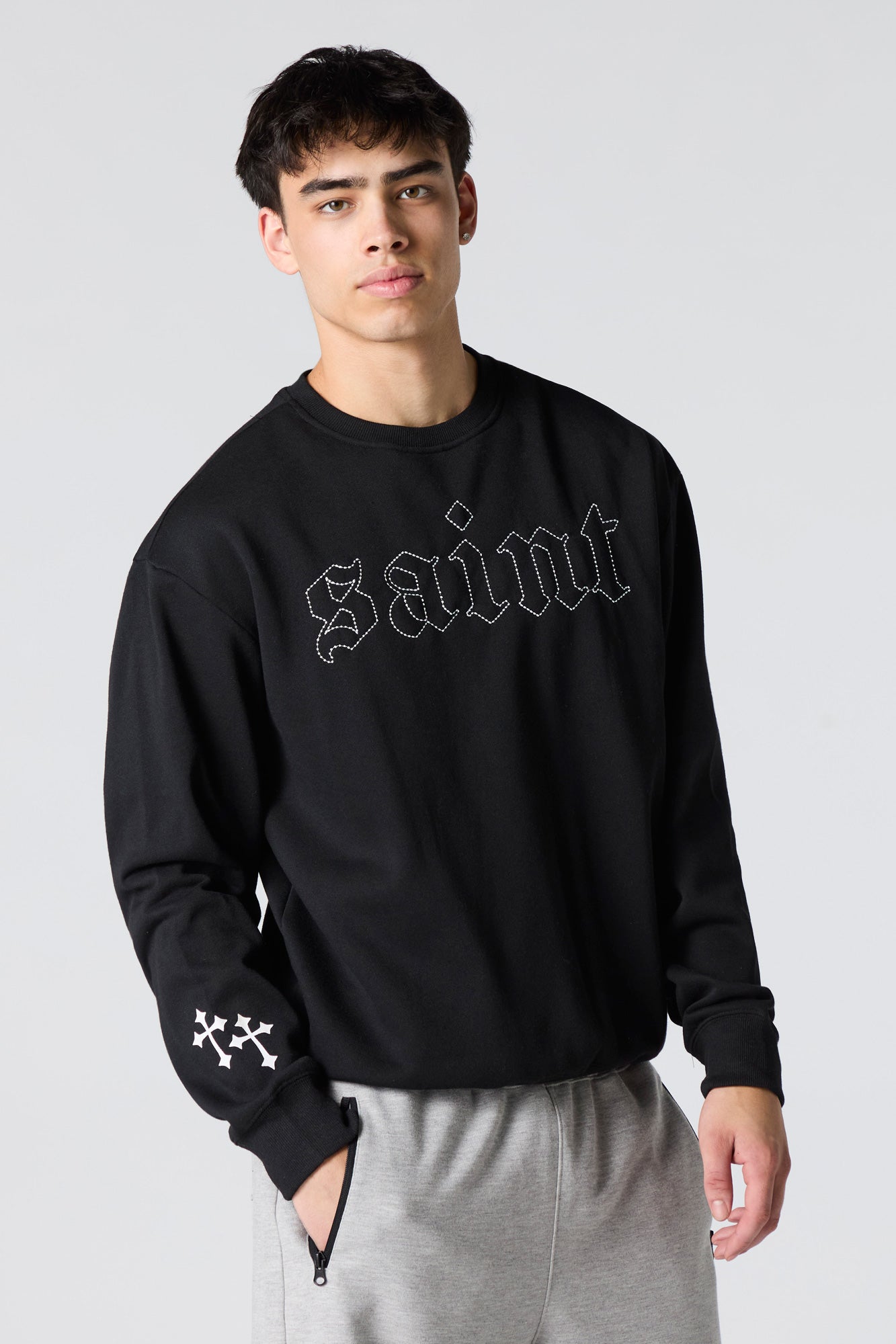 Embroidered Fleece Sweatshirt