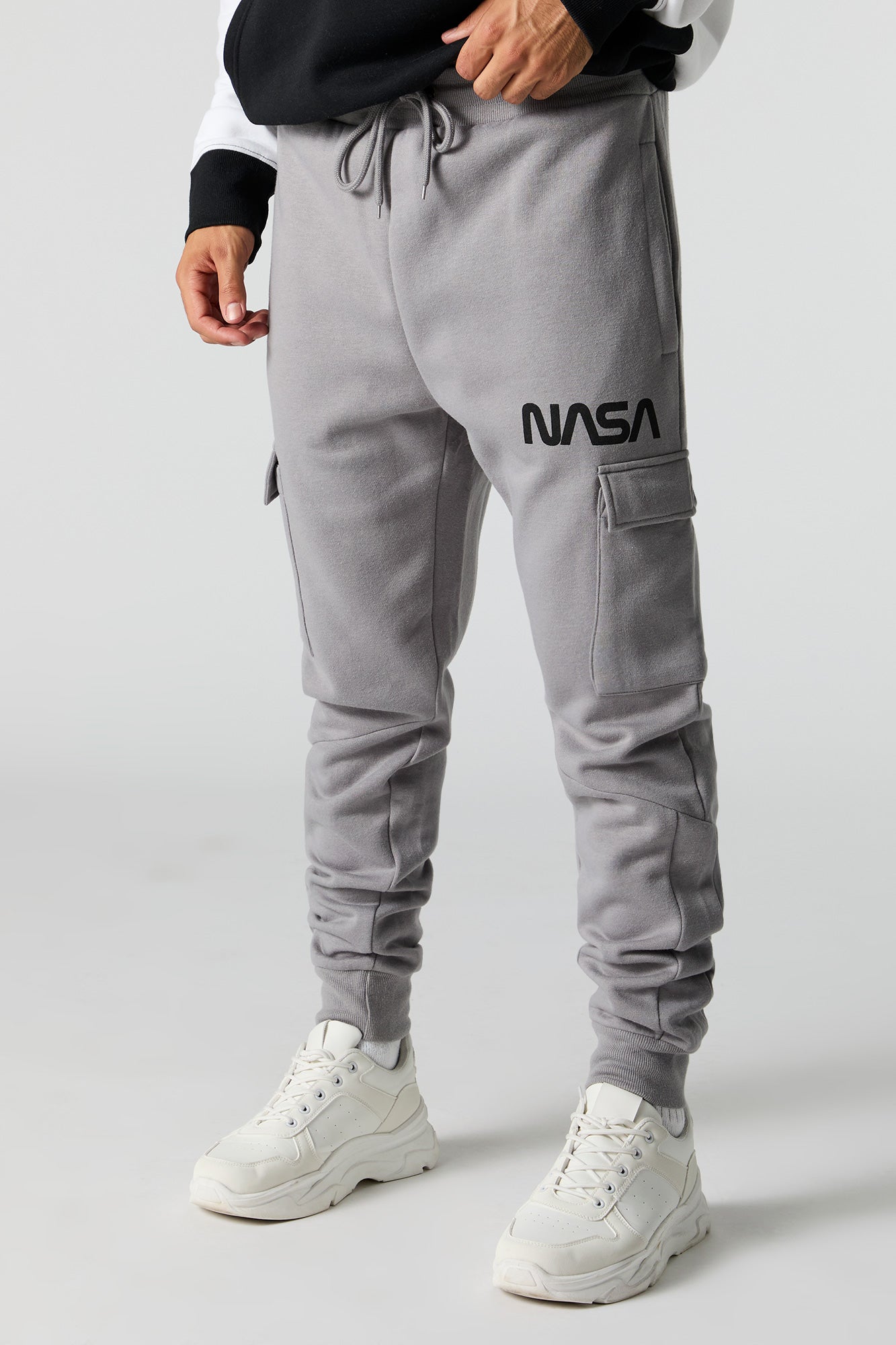 NASA Grey Graphic Fleece Cargo Jogger