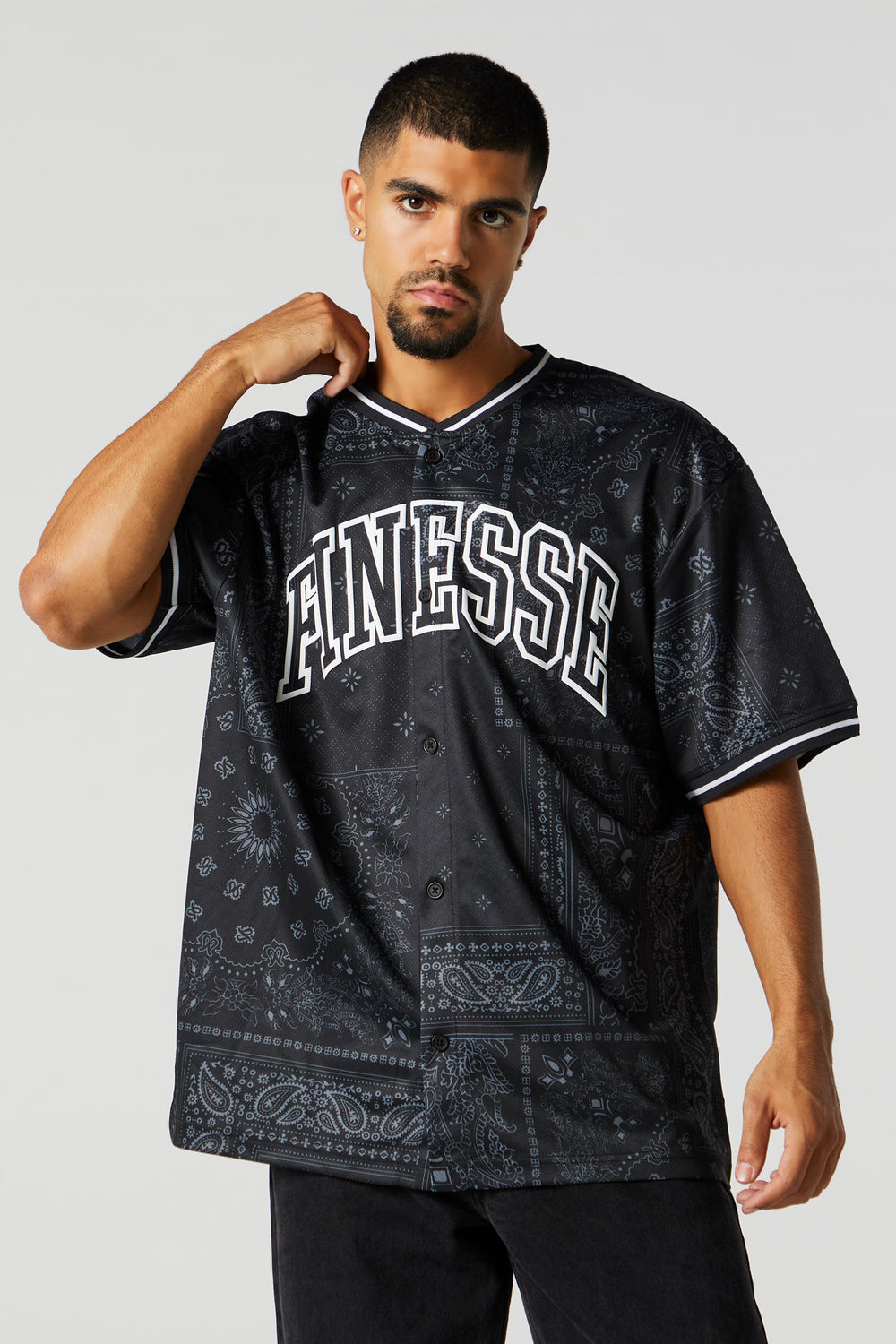 Finesse Graphic Button-Up Jersey Finesse Graphic Button-Up Jersey 1