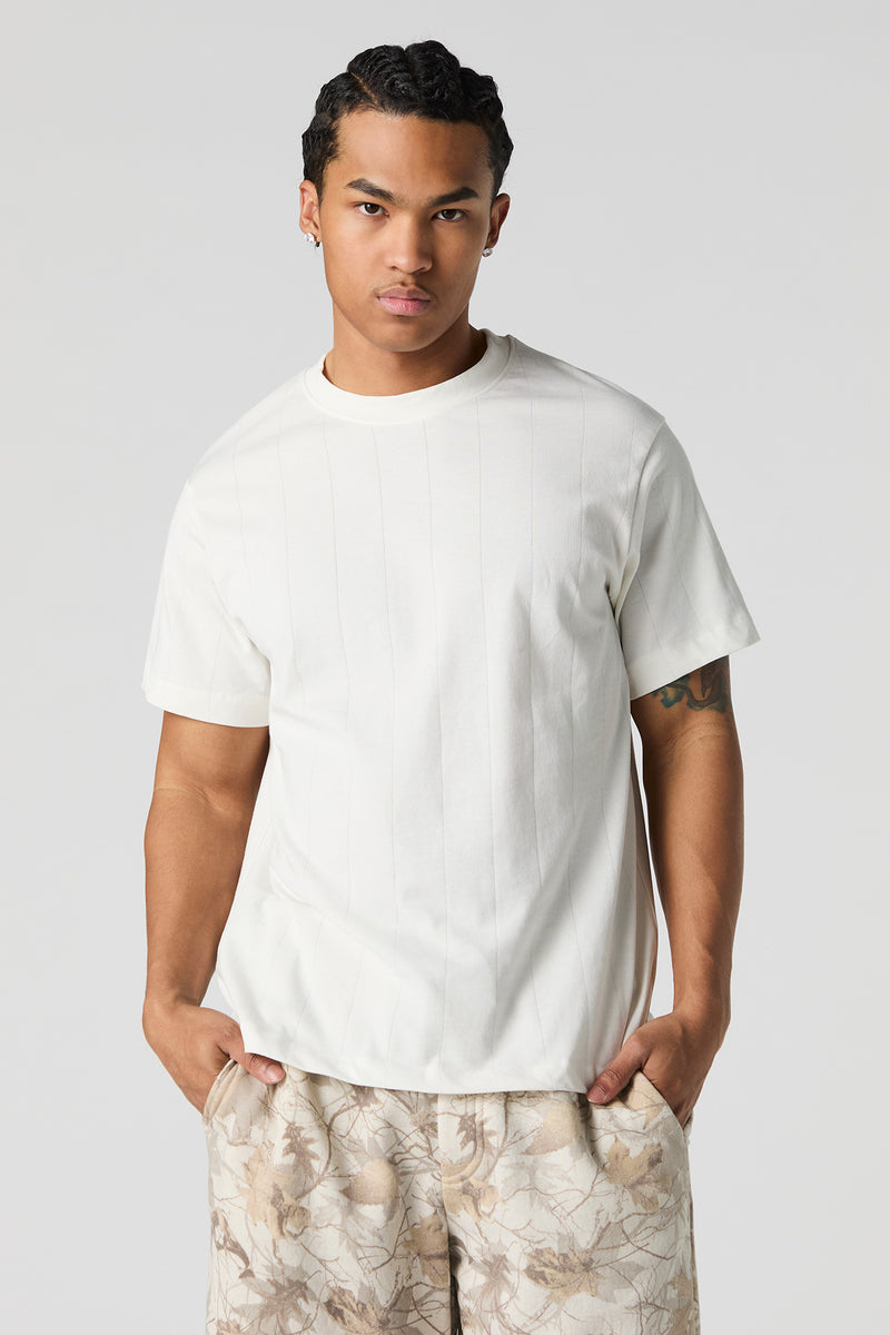 Vertical Ribbed Knit Boxy T-Shirt