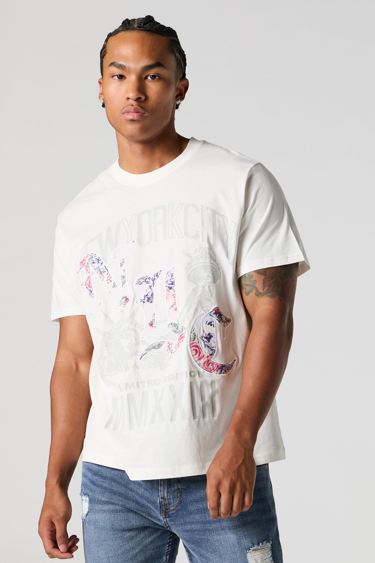 NYC Floral Embroidered T-Shirt