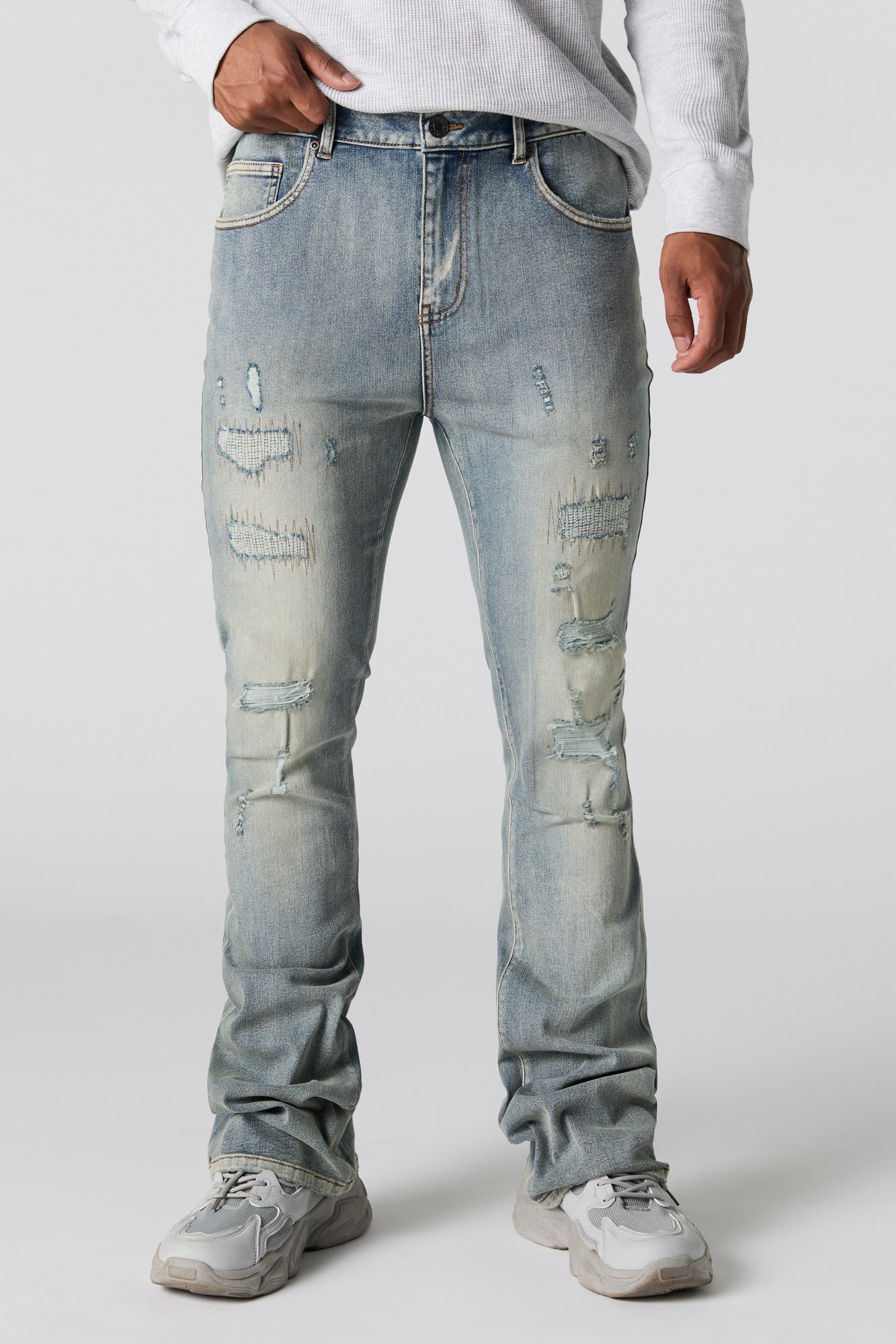 Distressed Straight Stacked Jean