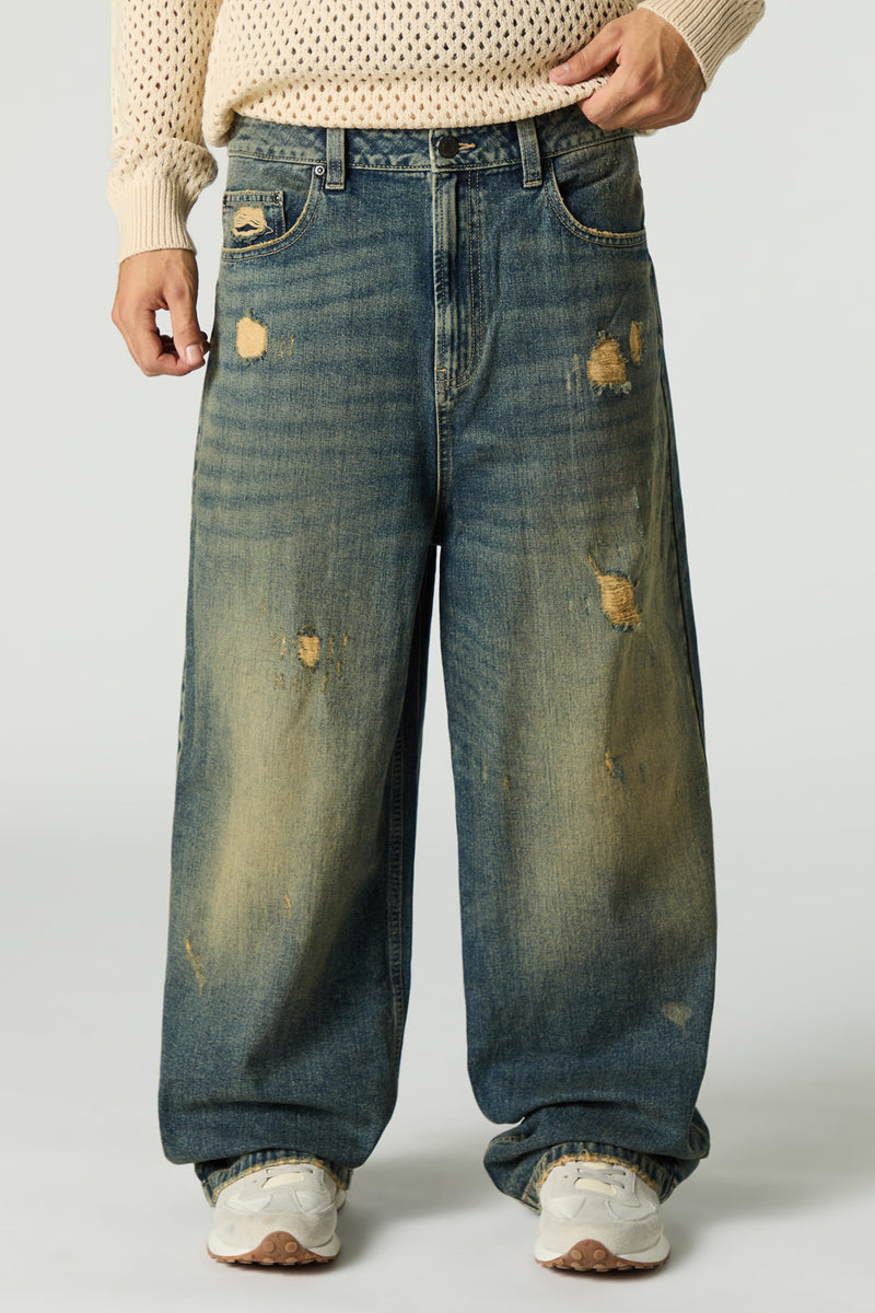 Vintage Wash Distressed Ultra Baggy Jean