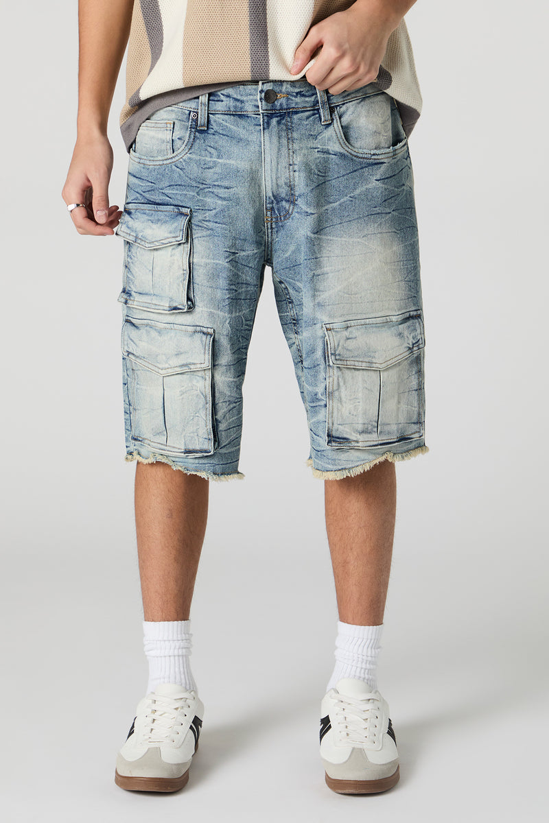 Multi Pocket Slim Cargo Jort