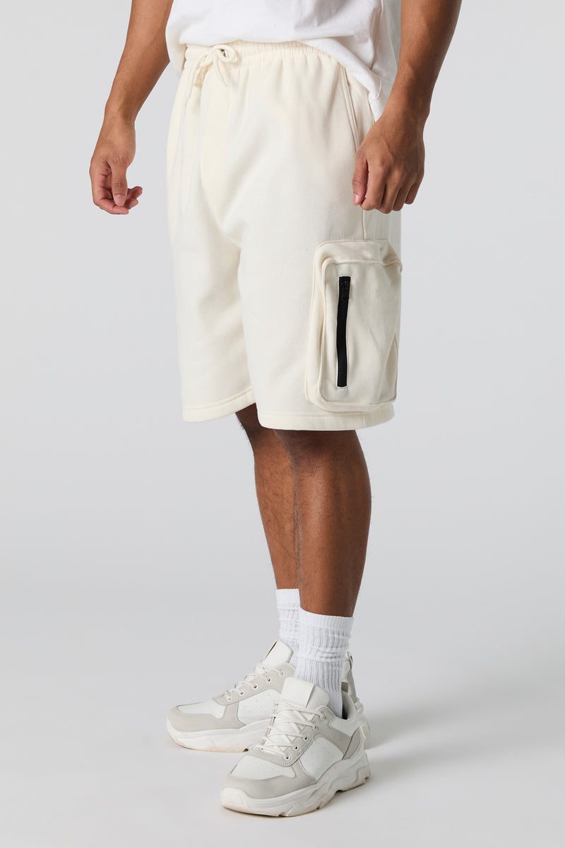 Fleece Longline Zipper Cargo Short