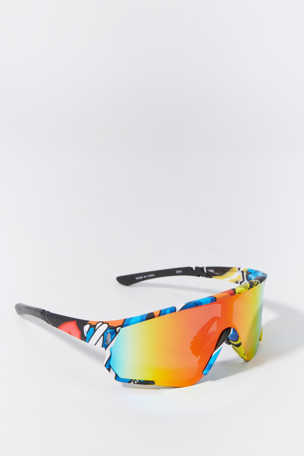 Yellow Printed Soft Touch Shield Sunglasses Yellow Printed Soft Touch Shield Sunglasses 1