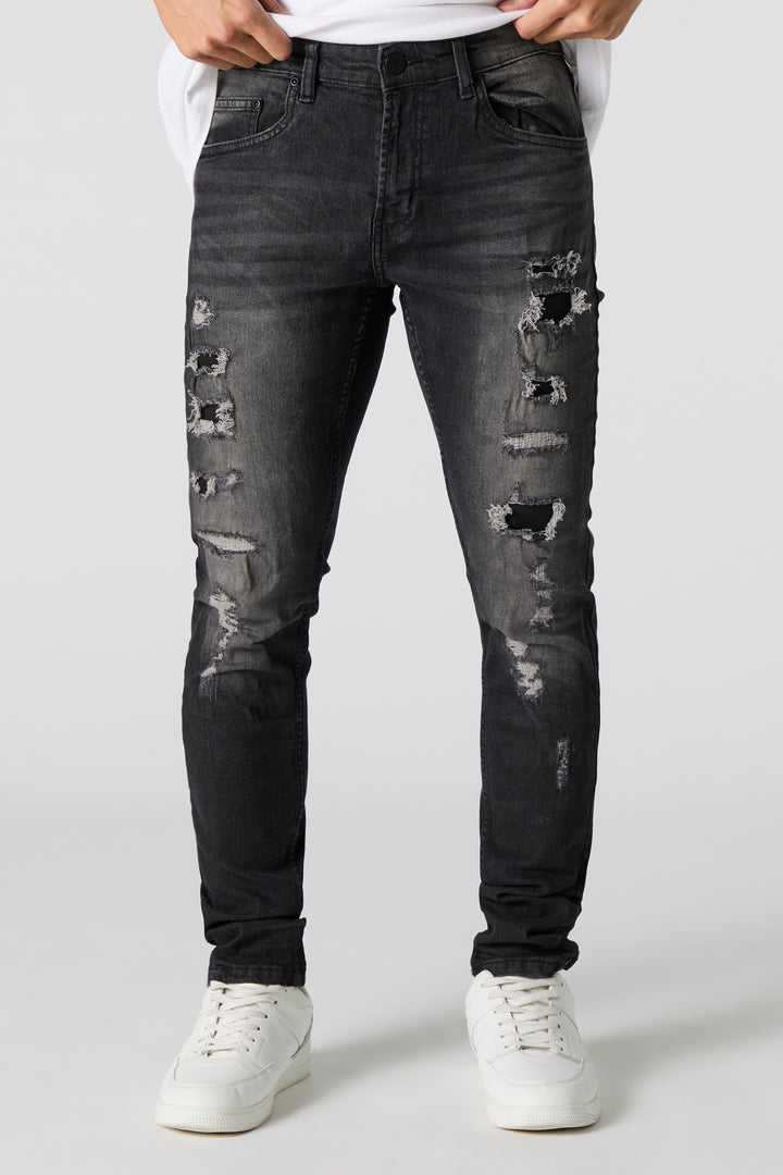 Black Vintage Wash Distressed Skinny Jean