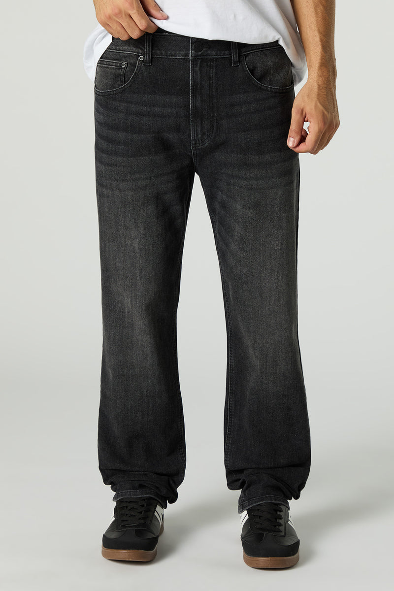 Black Vintage Wash Straight Leg Jean