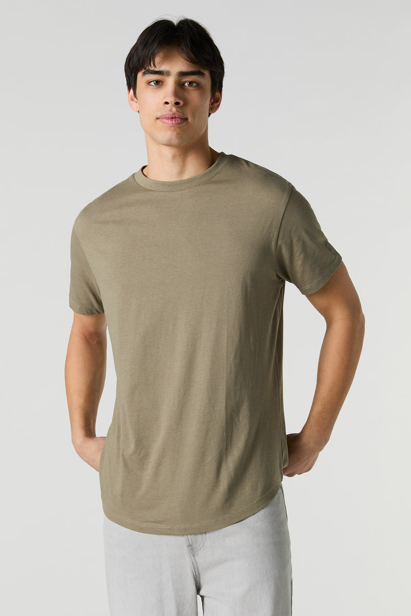 Solid Curved Hem T-Shirt