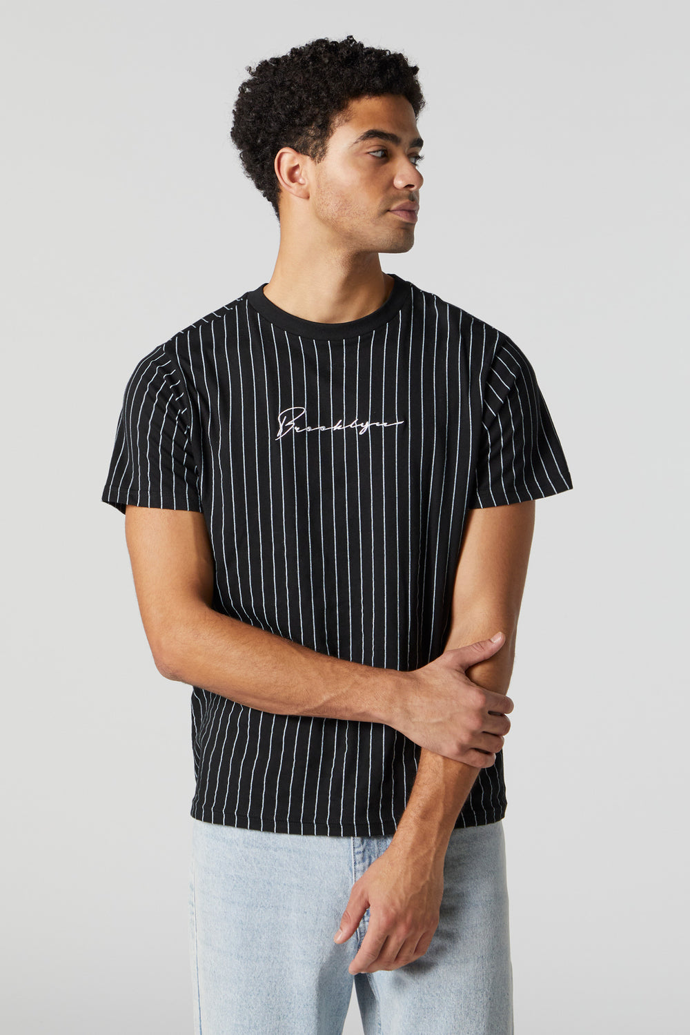 Striped Brooklyn Embroidered T-Shirt Striped Brooklyn Embroidered T-Shirt 1