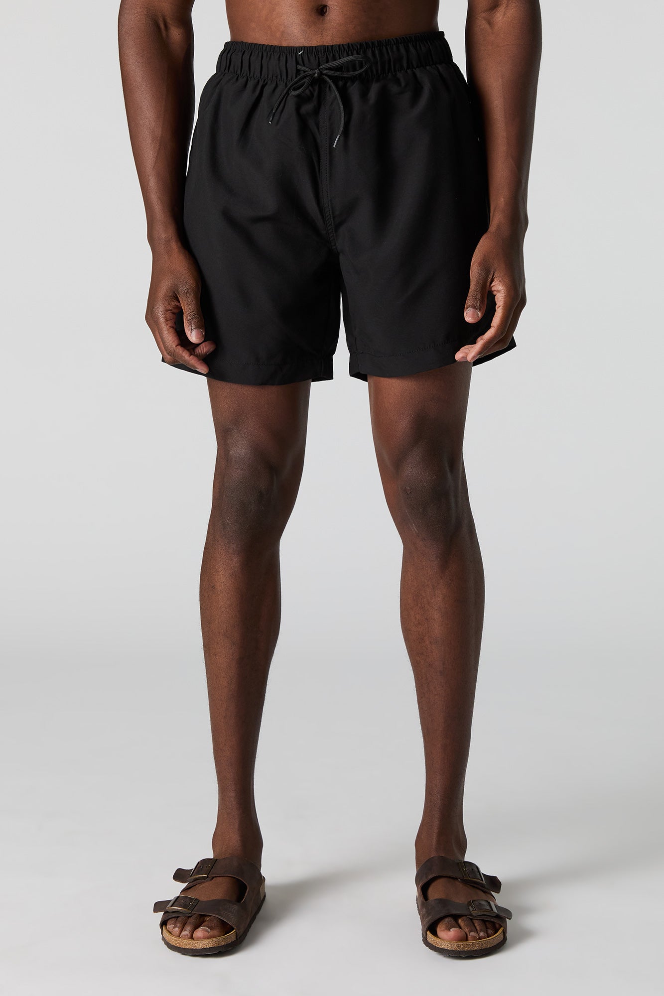 Solid Drawstring Swim Short