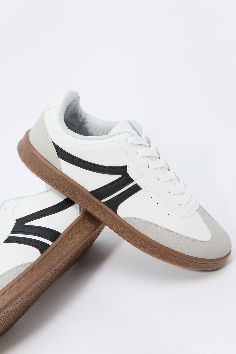 Faux Leather Low Top Retro Sneaker