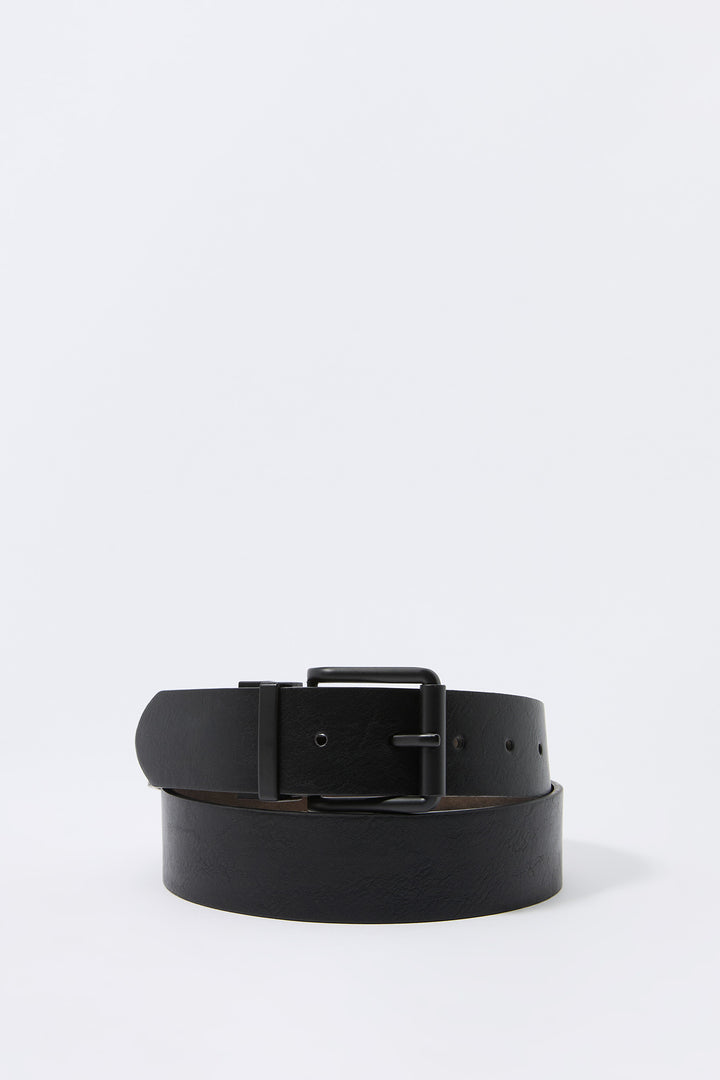 Faux Leather Reversible Roller Buckle Belt