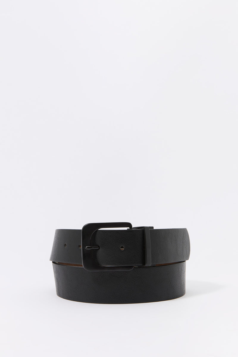 Faux Leather Reversible Square Buckle Belt