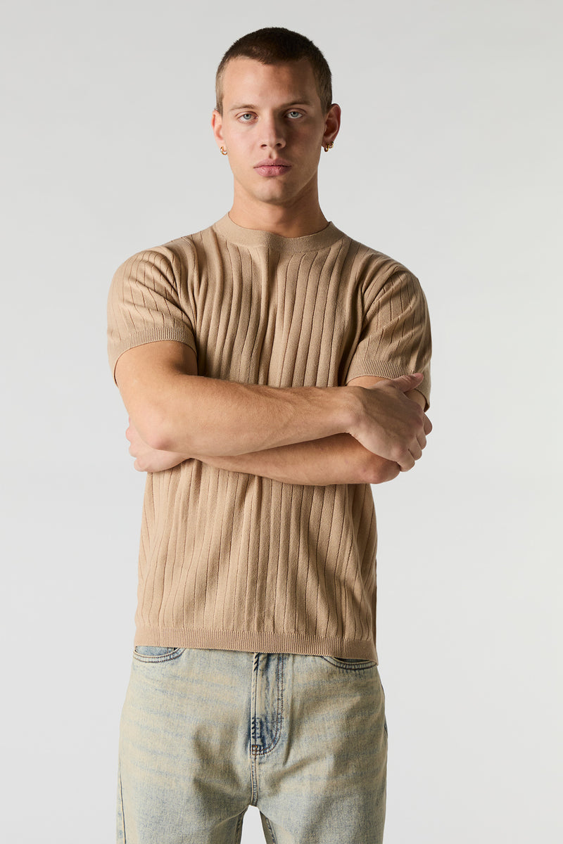 Ribbed Knit T-Shirt