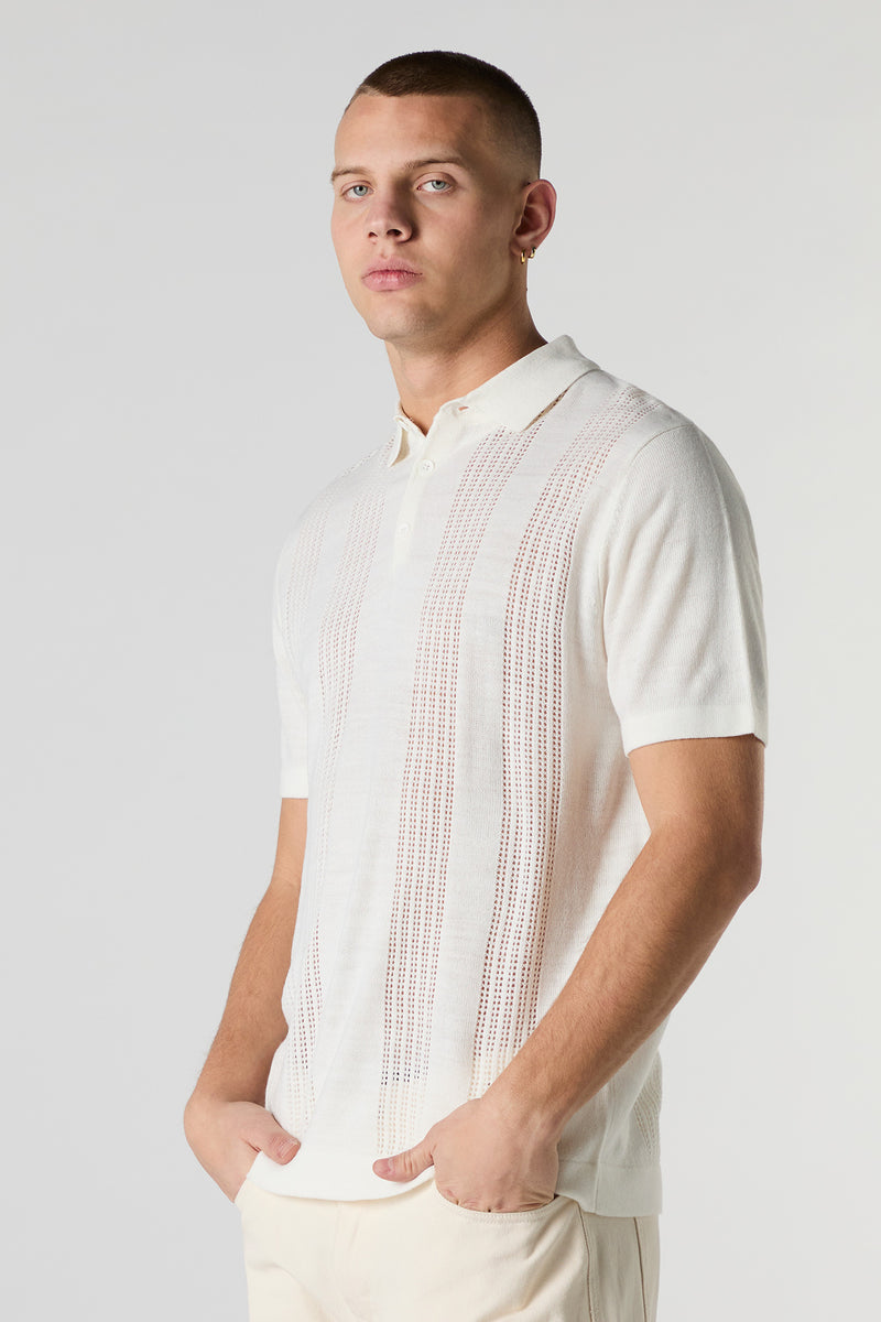 Open Knit Polo Top