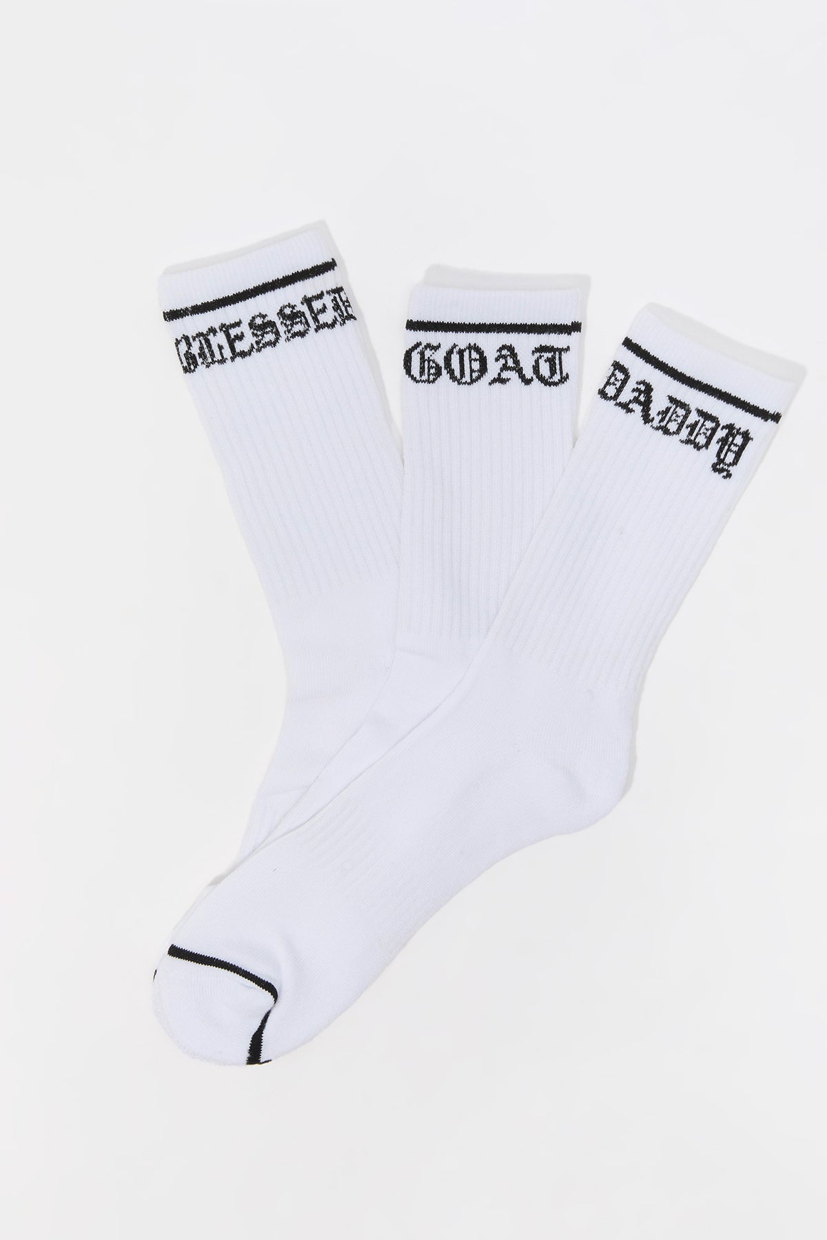 Gothic Text Crew Socks (3 Pack)