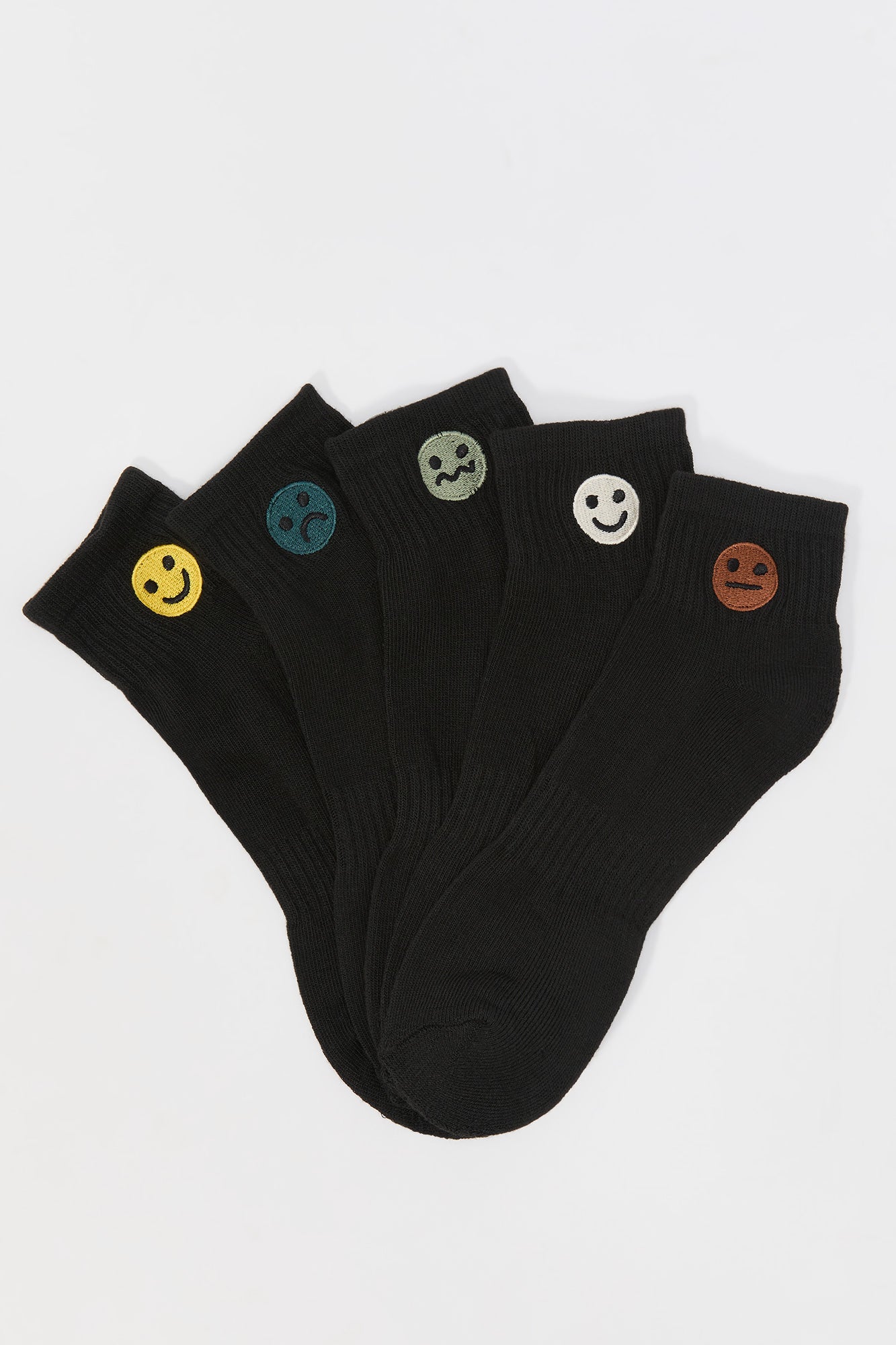 Emoji Embroidered Quarter Socks (5 Pack)