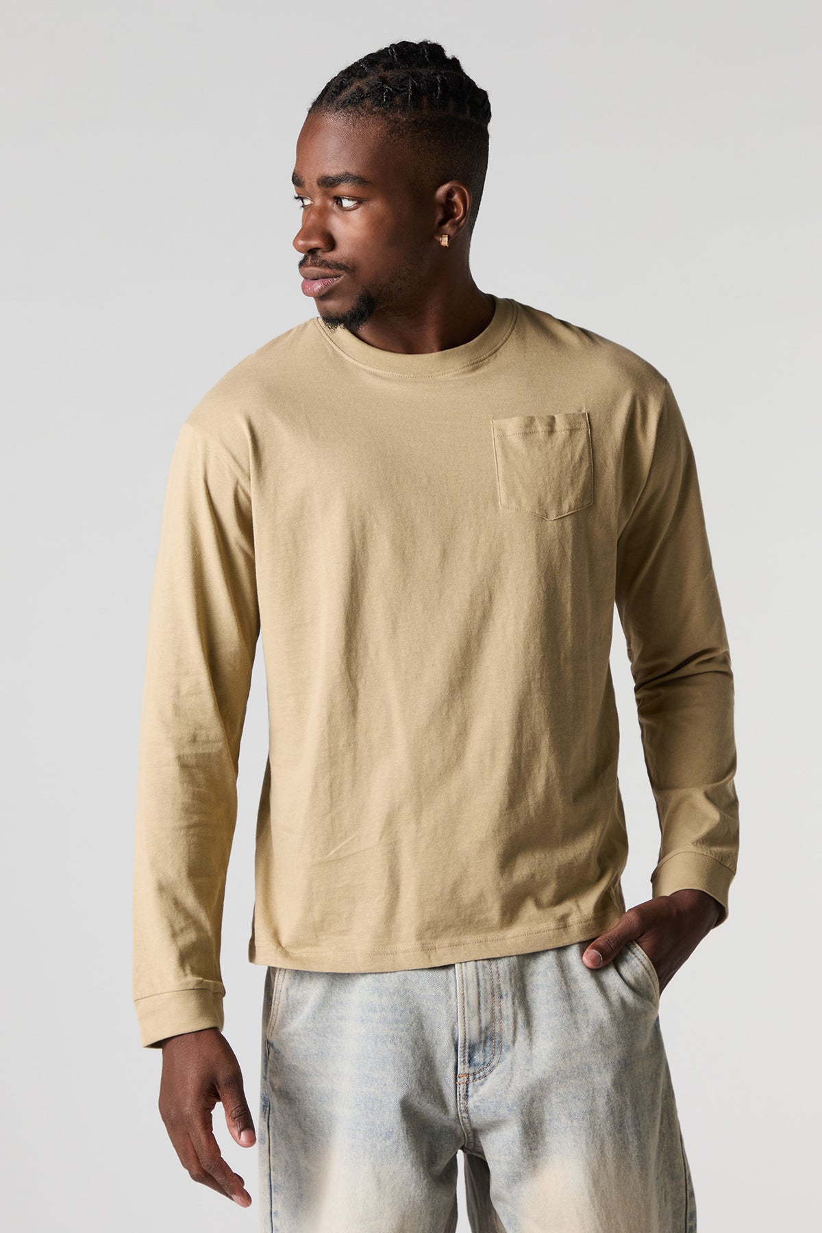 Chest Pocket Long Sleeve Top