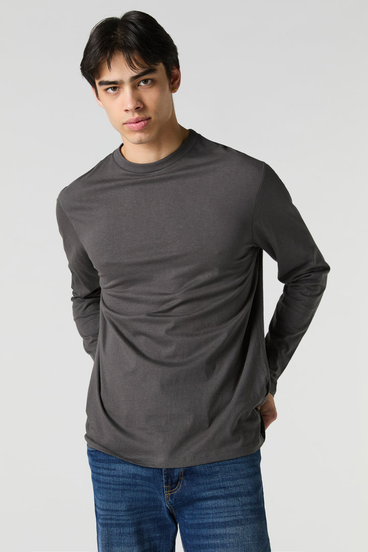 Solid Crewneck Long Sleeve Top