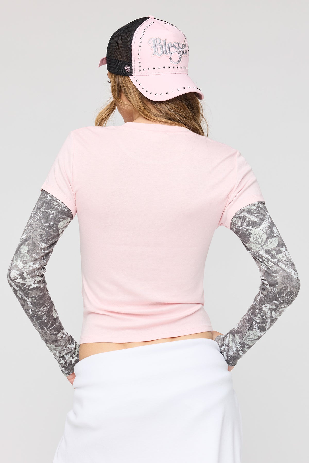 Alt View 2. Layered Twofer Long Sleeve Top - Light Pink