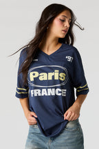 Mesh Graphic V-Neck Jersey