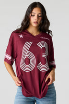 Mesh Graphic V-Neck Jersey