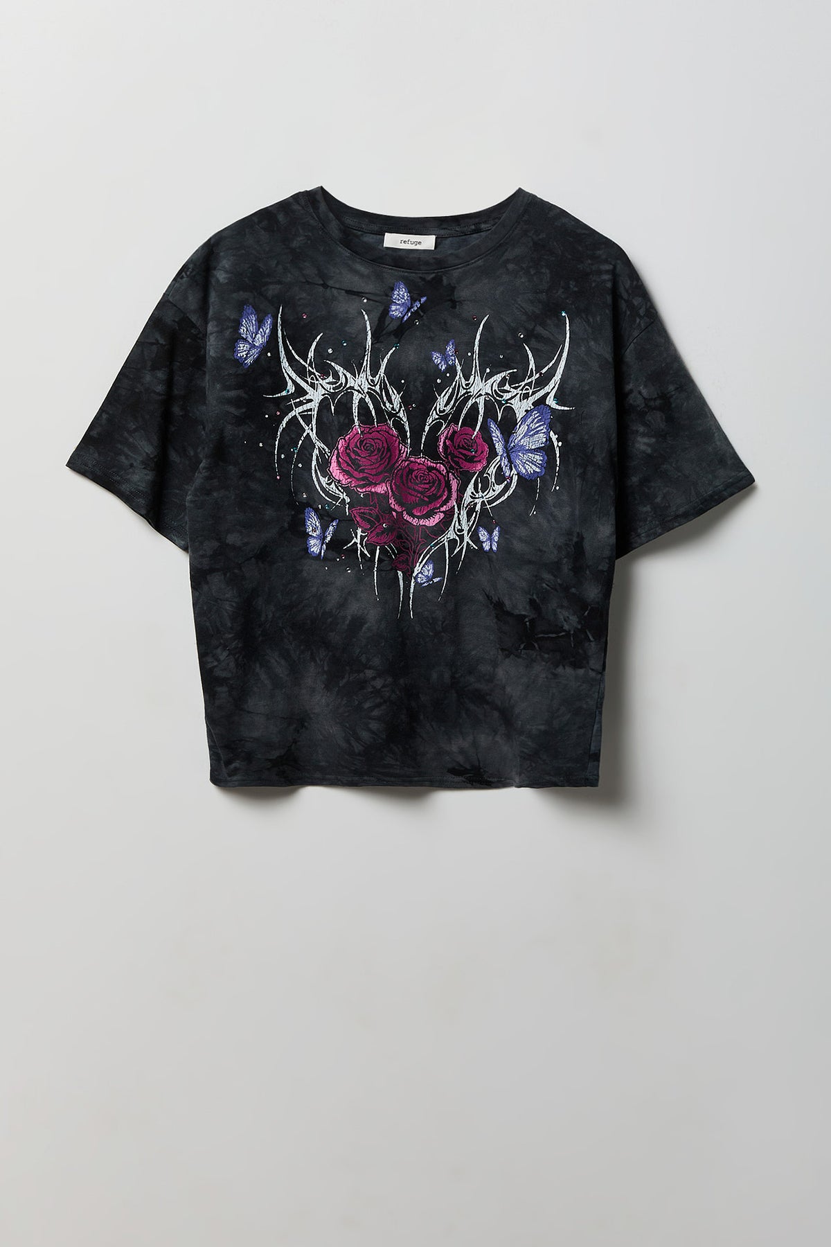 Tie Dye Graphic Boyfriend T-Shirt - Charcoal