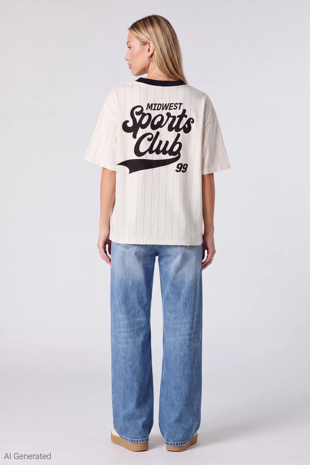 Alt View 3. Graphic V-Neck Jersey T-Shirt - Off White
