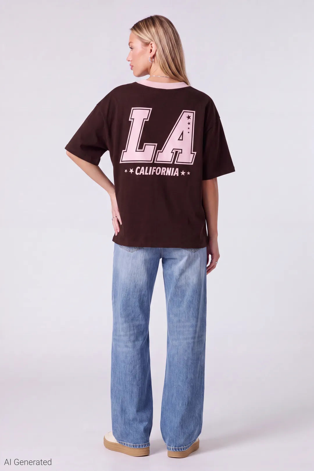 Alt View 3. Graphic V-Neck Jersey T-Shirt - Brown
