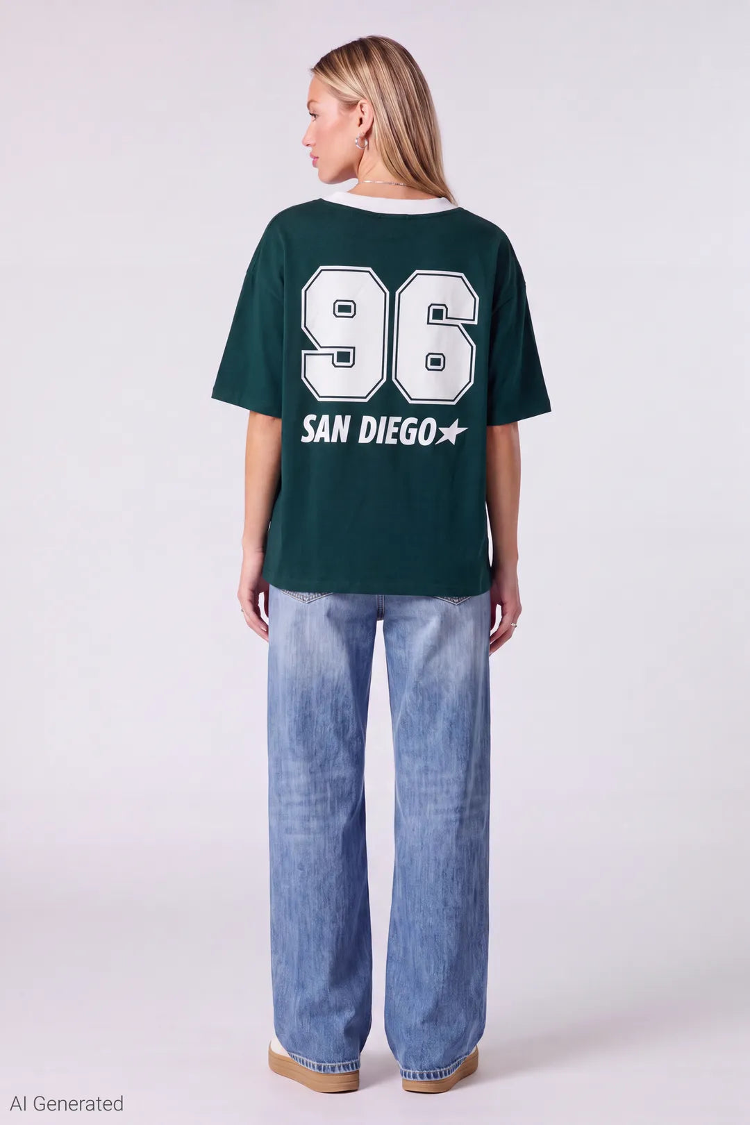 Alt View 3. Graphic V-Neck Jersey T-Shirt - Hunter Green