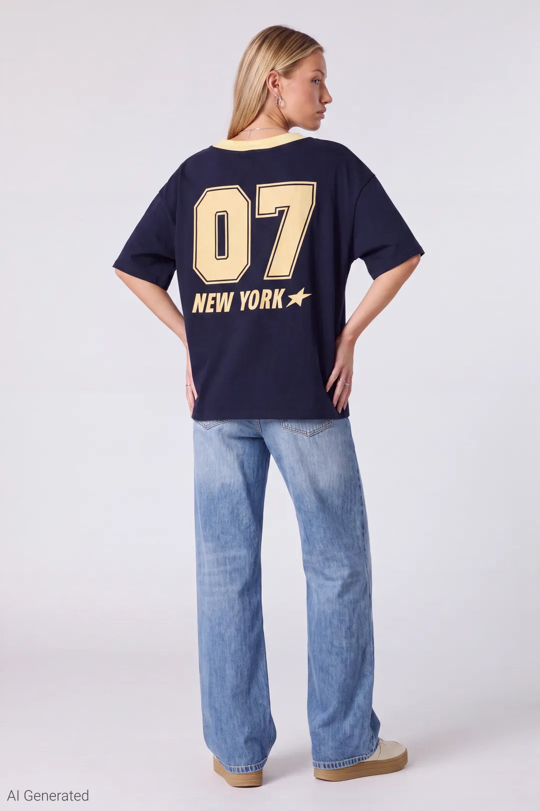 Alt View 3. Graphic V-Neck Jersey T-Shirt - Navy