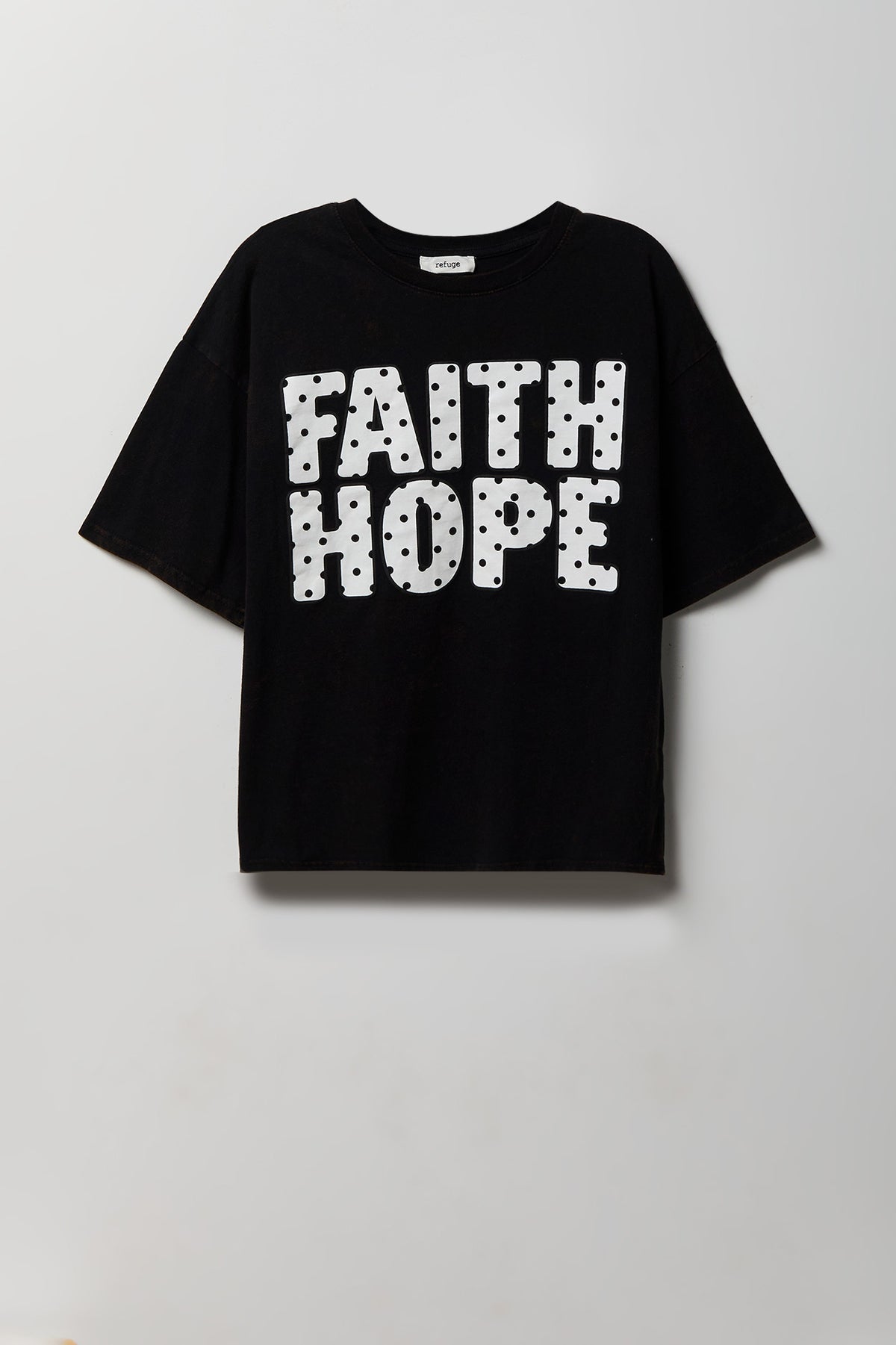 Washed Graphic Boyfriend T-Shirt - Black