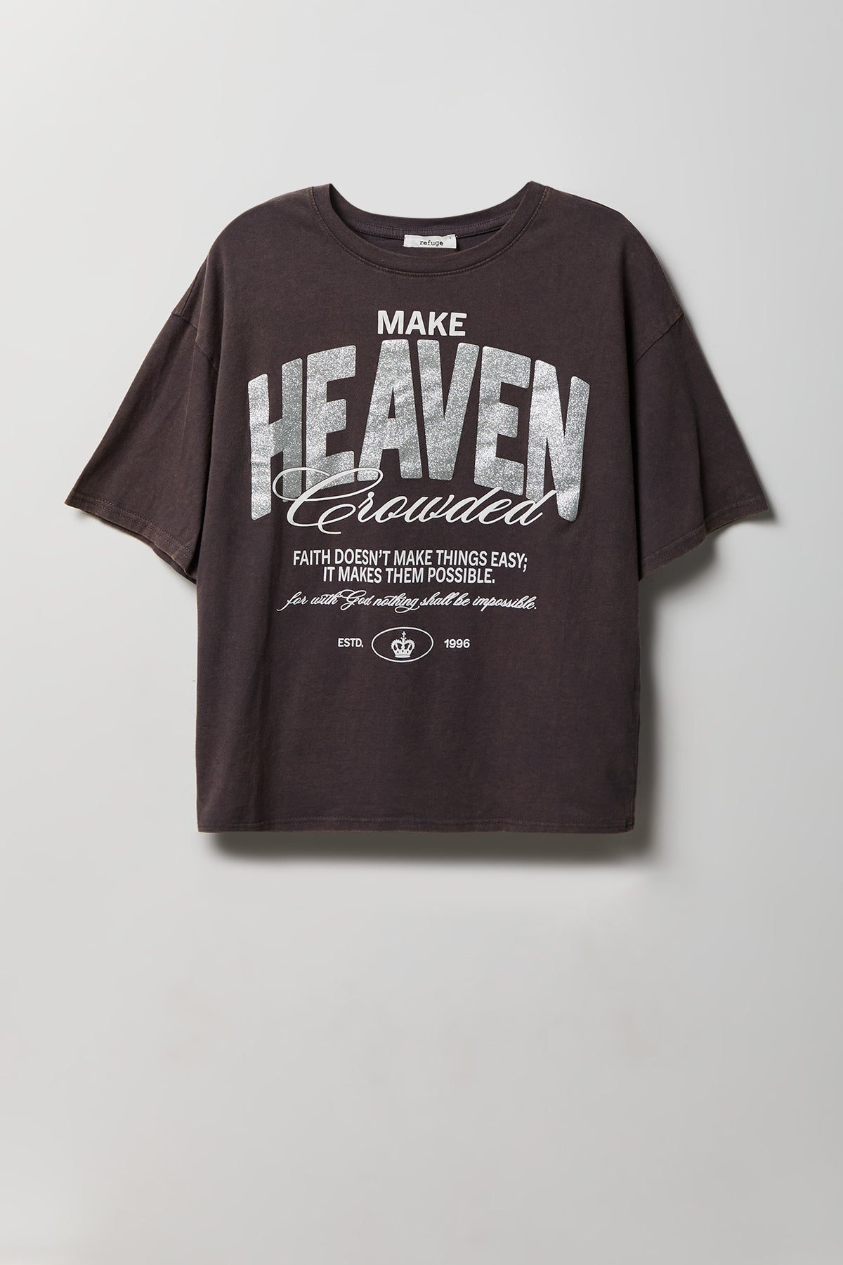 Washed Graphic Boyfriend T-Shirt - Charcoal