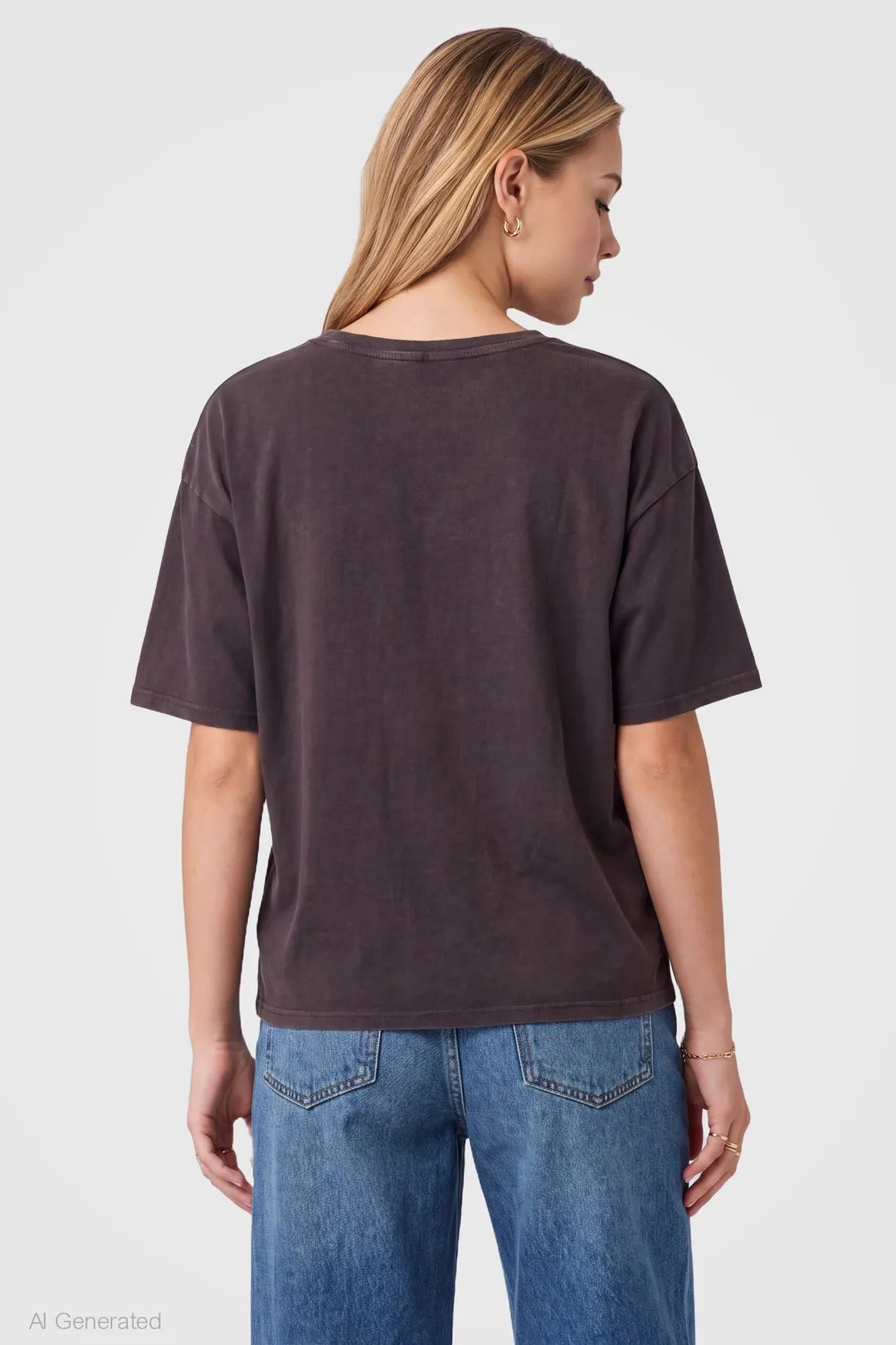 Alt View 2. Washed Graphic Boyfriend T-Shirt - Charcoal