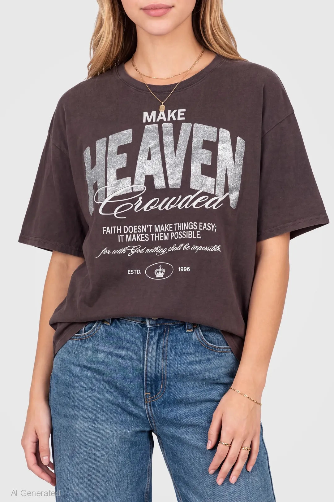 Alt View 4. Washed Graphic Boyfriend T-Shirt - Charcoal