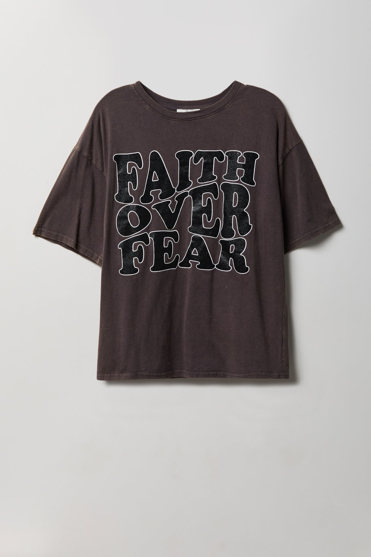 Washed Graphic Boyfriend T-Shirt - Heather Grey