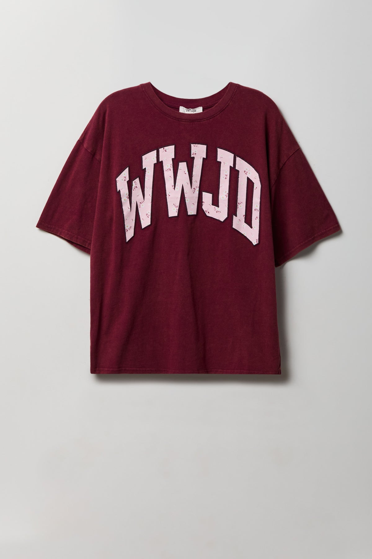 Washed Graphic Boyfriend T-Shirt - Burgundy