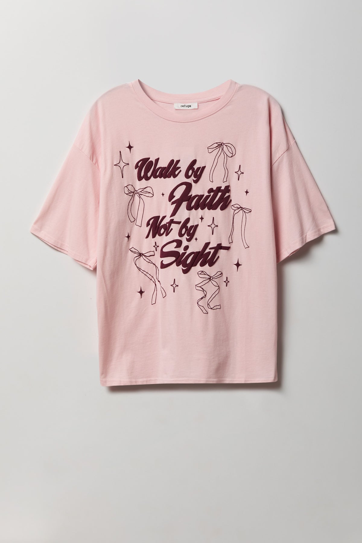 Washed Graphic Boyfriend T-Shirt - Light Pink