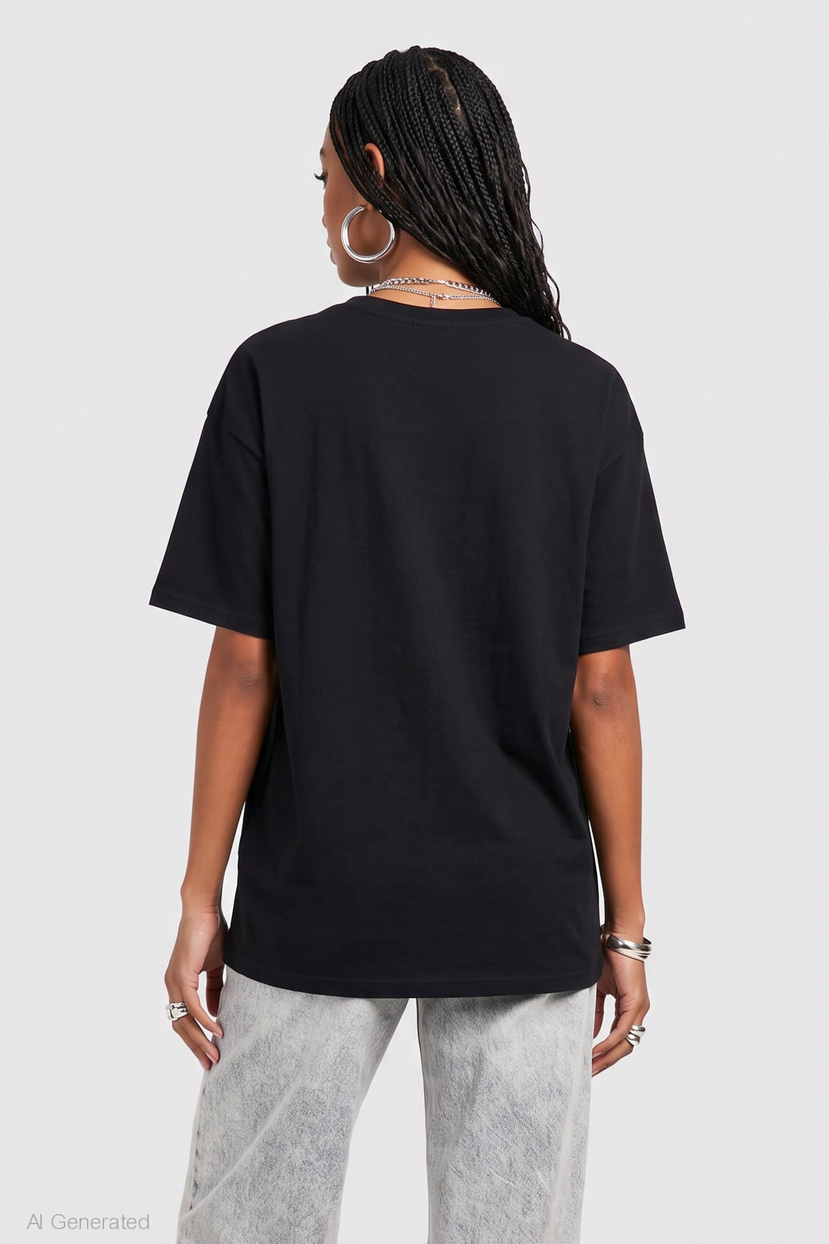 Alt View 2. Rhinestone Graphic Boyfriend T-Shirt - Black