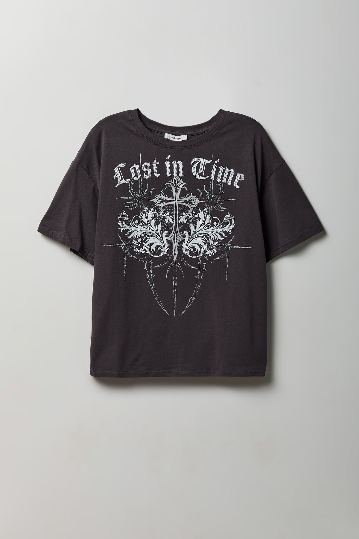 Alt View 5. Rhinestone Graphic Boyfriend T-Shirt - Light Grey