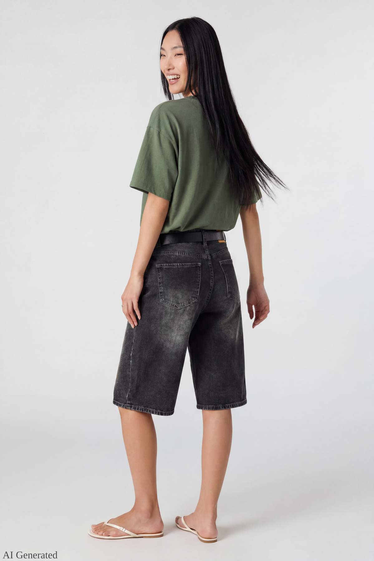 Alt View 3. Summer Graphic Boyfriend T-Shirt - Dark Green